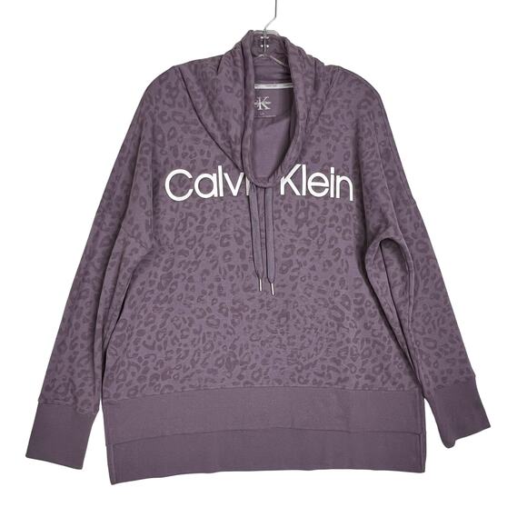 Calvin Klein Long Sleeve Animal Print Sweatshirt Purple Womens Large - Picture 1 of 11